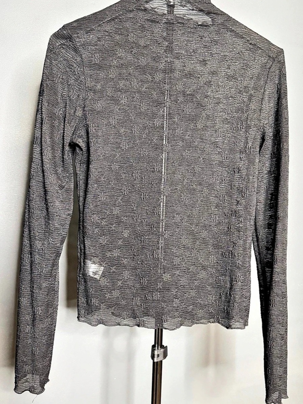Black Sheer Long Sleeve Top Size Small